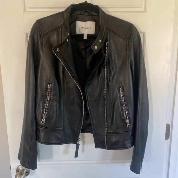 Black Leather Moto Style Jacket - Picture 8 of 11